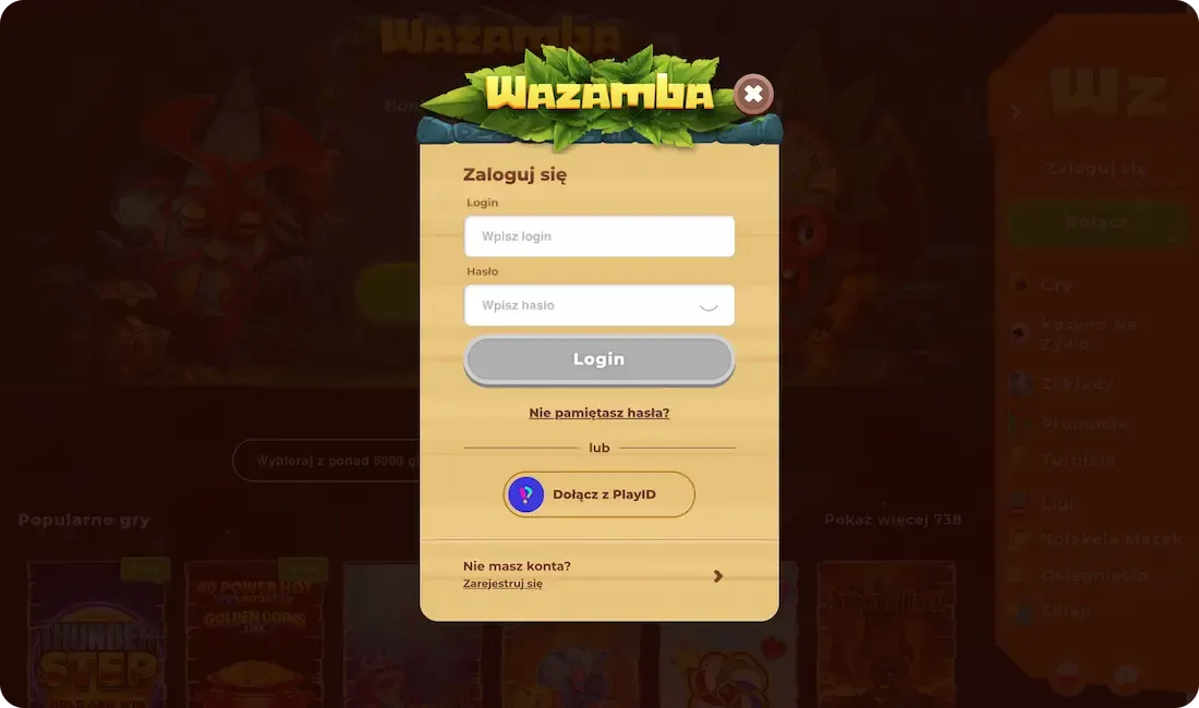 logowanie do kasyna wazamba